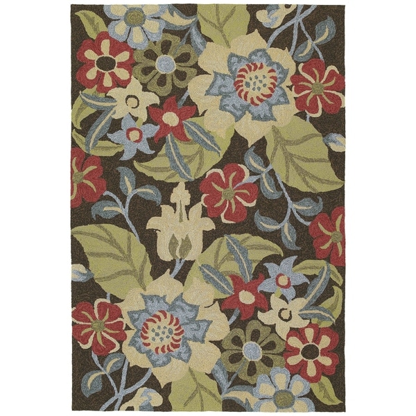 Seaside Chocolate Garden Indoor/Outdoor Rug (2'0 x 3'0)