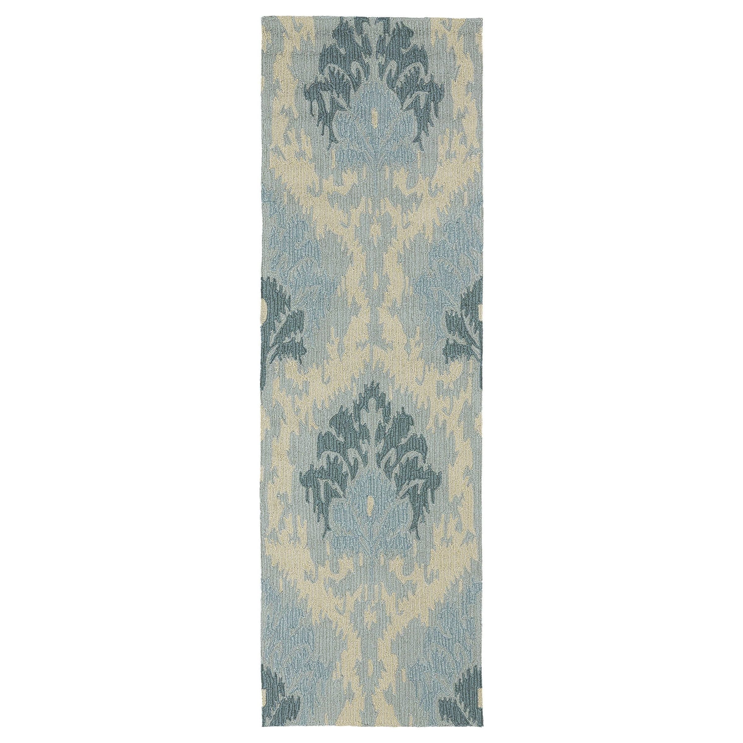 Seaside Blue Ikat Indoor/ Outdoor Rug (26 X 8)