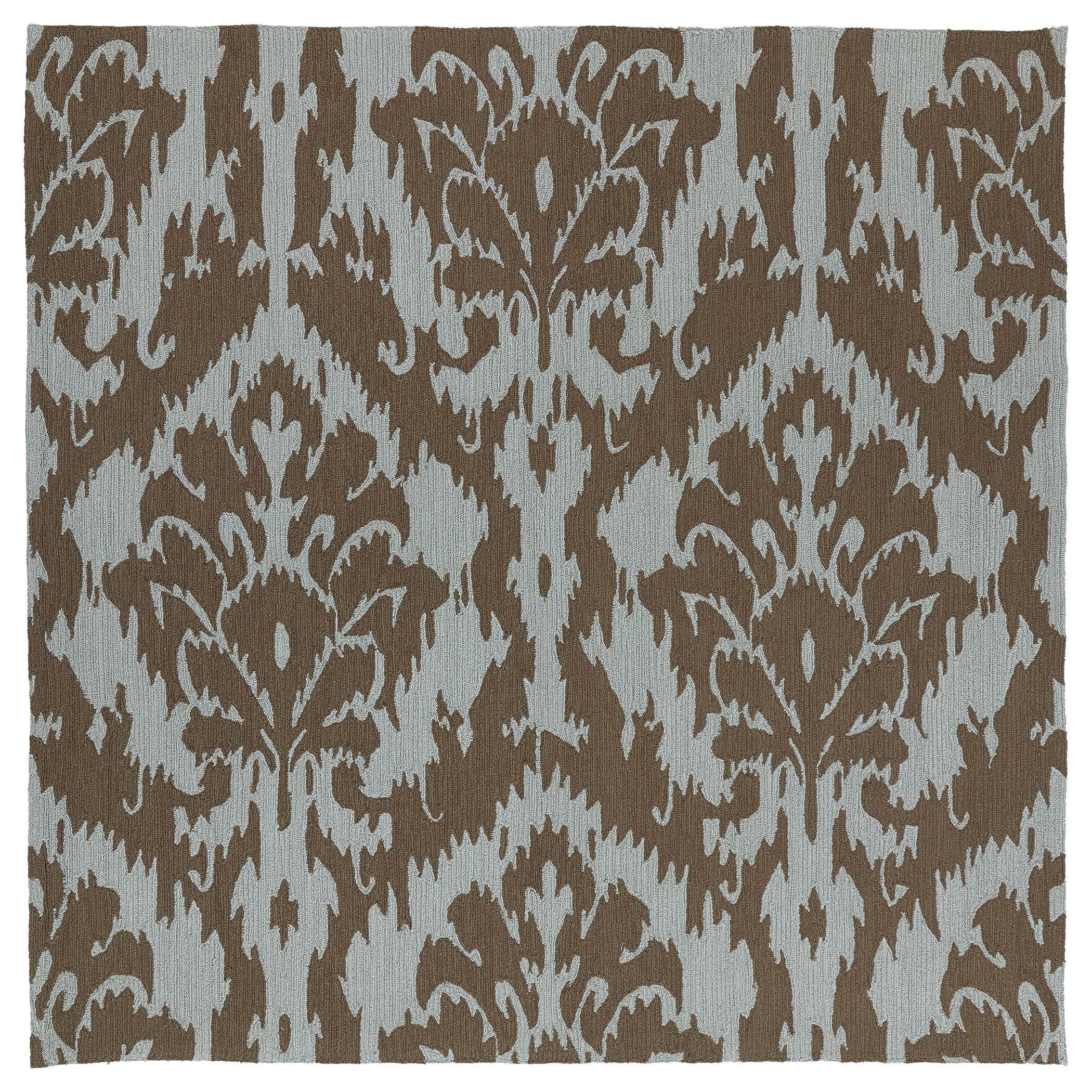 Seaside Chocolate Ikat Indoor/ Outdoor Rug (59 Square)