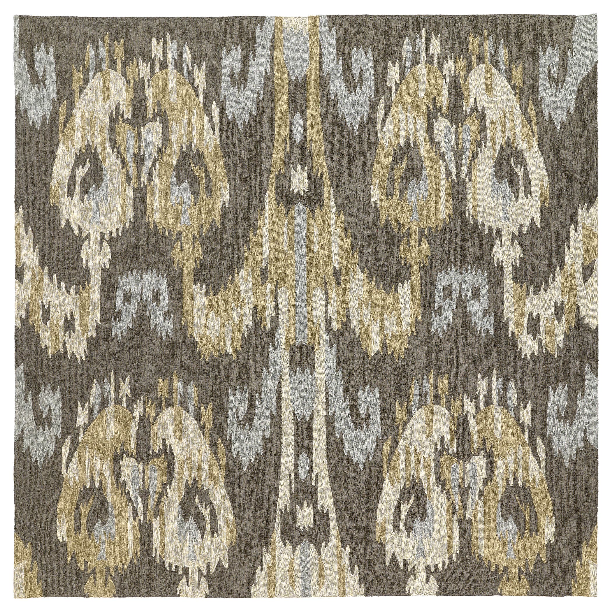 Seaside Brown Ikat Indoor/ Outdoor Rug (59 Square)