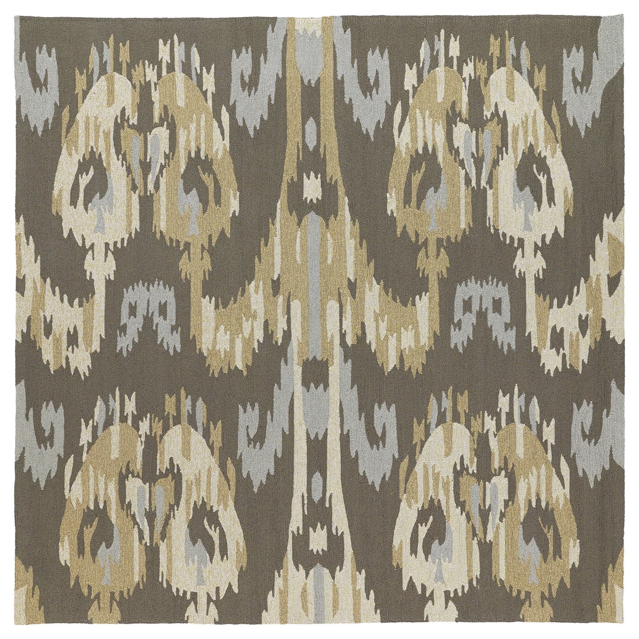 Seaside Brown Ikat Indoor/ Outdoor Rug (79 Square)