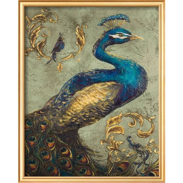 Tiffany Hakimipour 'Peacock on Sage I' Framed Art - Overstock - 8345946