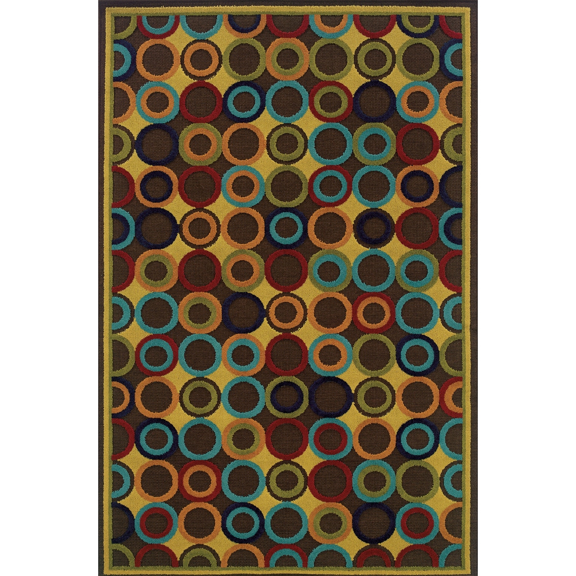 Indoor/ Outdoor Brown/ Multi Polypropylene Floral Area Rug (67 X 96)