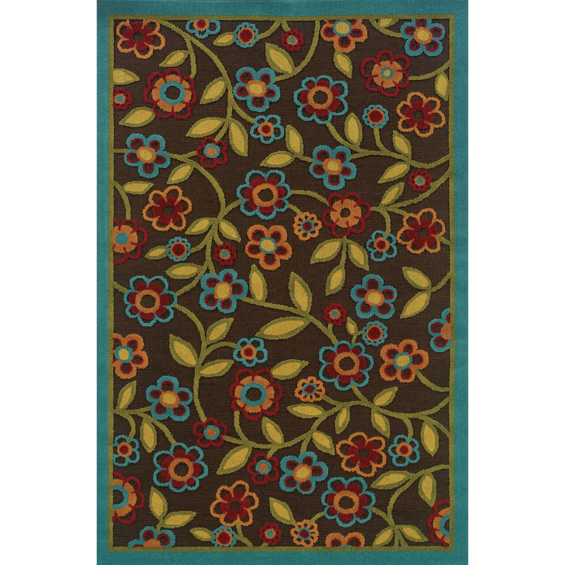 Indoor/ Outdoor Rectangular Brown/ Multi Polypropylene Area Rug (86 X 13)