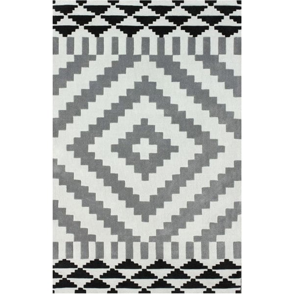 nuLOOM Handmade Modern Aztec Grey Rug (3 6 x 5 6)