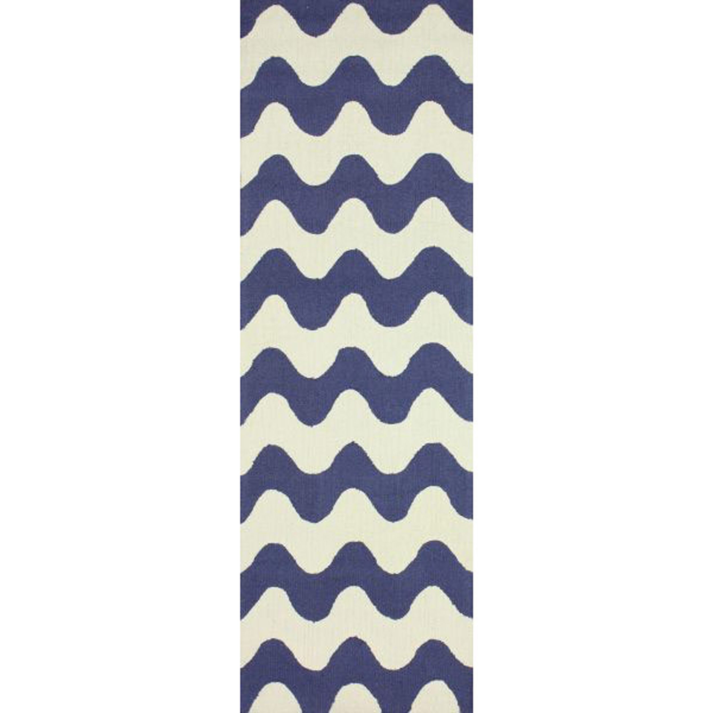 Nuloom Handmade Wool Modern Waves Blue Rug (26 X 8)