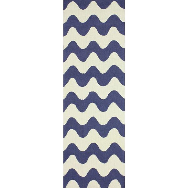 nuLOOM Handmade Wool Modern Waves Blue Rug (26 x 8)   15656229