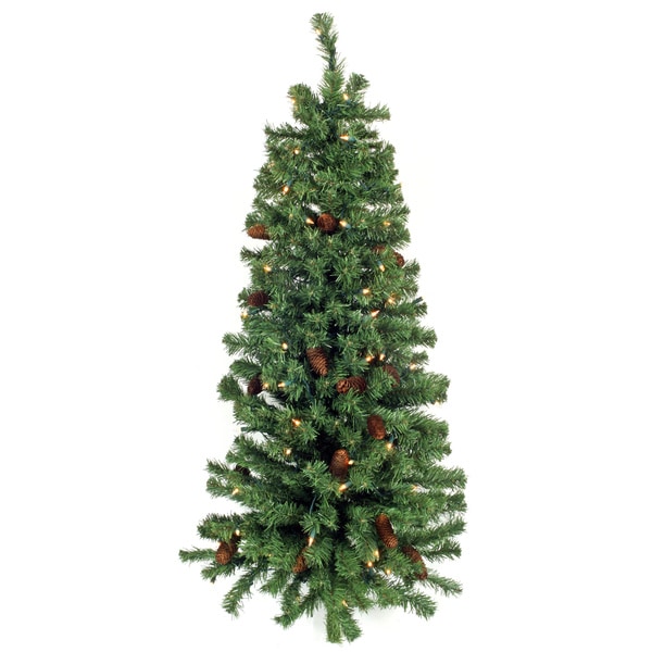 48 Inch Pre Lit Wall Tree With Cones Seasonal Decor