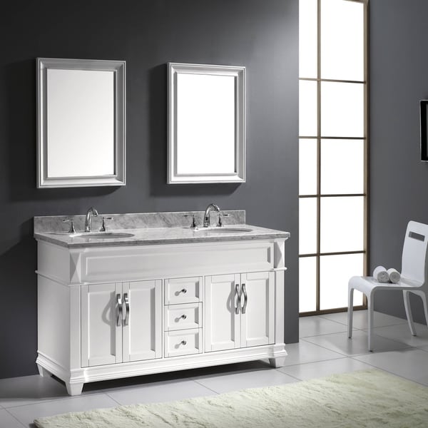Virtu USA Victoria 60-Inch Double Sink Bathroom Vanity Set