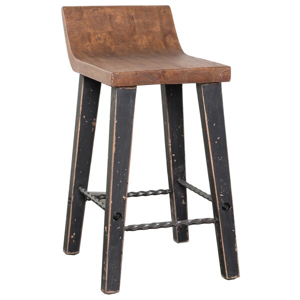 Tam Rustic Natural Wood 24-inch Counter Stool by Kosas Home - Free ...