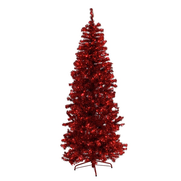 Shop Red Tinsel Tree - Overstock - 8346889