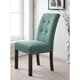 Thumbnail 3, HomePop 4-button Tufted Aqua Textured Parsons Chair (Set of 2). Changes active main hero.
