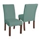 Thumbnail 5, HomePop 4-button Tufted Aqua Textured Parsons Chair (Set of 2). Changes active main hero.