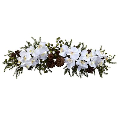 30-inch Phalaenopsis Orchid and Pine Swag Decorative Arrangement