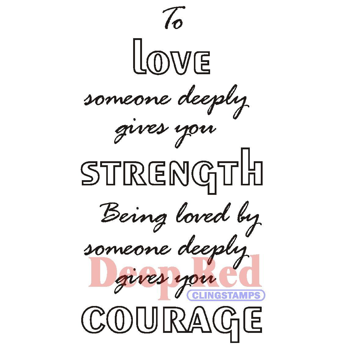 Deep Red Cling Stamp   Love Strength Courage