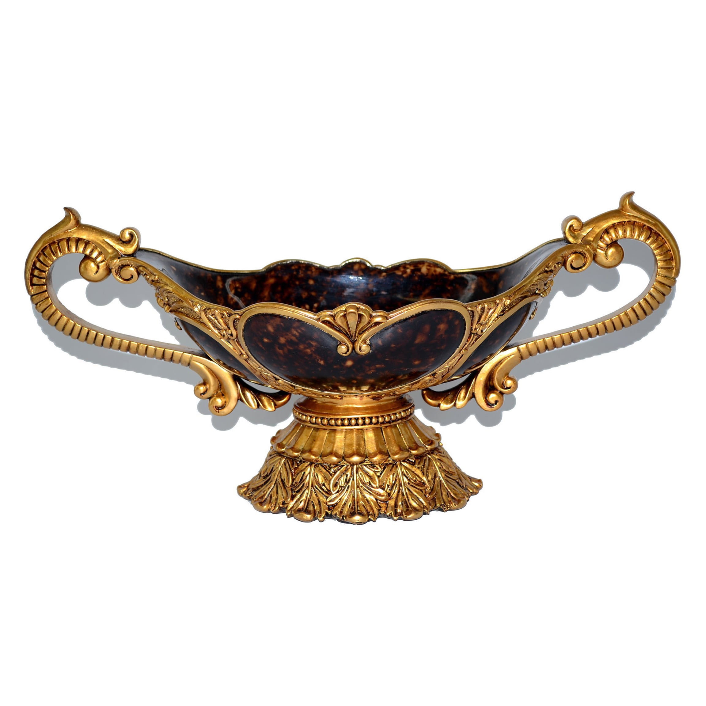 19 X 10 inch Bowl With Handles (Bronze/marble white/gold  )