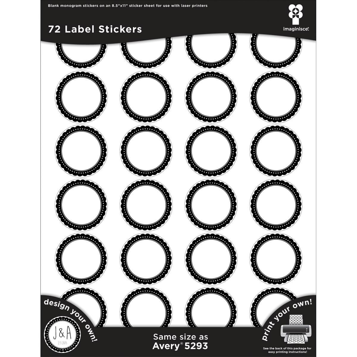 Black Ice Laser Printable Label Stickers 1.66 72/pkg  Black Medallion Circles