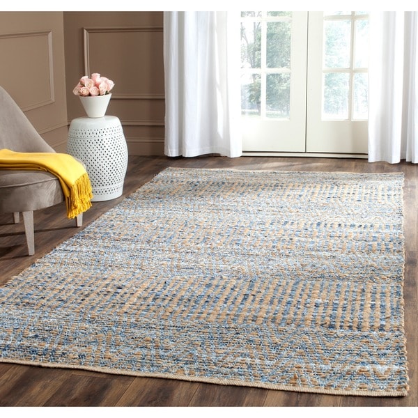 Safavieh Cape Cod Handmade Natural / Blue Jute Natural Fiber Rug - 8' x 10'