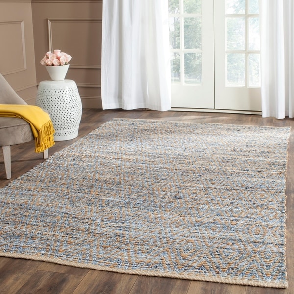 Safavieh Cape Cod Handmade Natural / Blue Jute Natural Fiber Rug - 8' x 10'