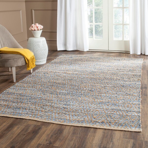 Safavieh Cape Cod Handmade Natural / Blue Jute Natural Fiber Rug - 8' x 10'