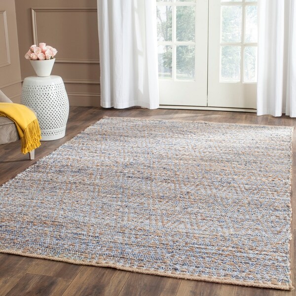 Safavieh Cape Cod Handmade Natural / Blue Jute Natural Fiber Rug - 8' x 10'
