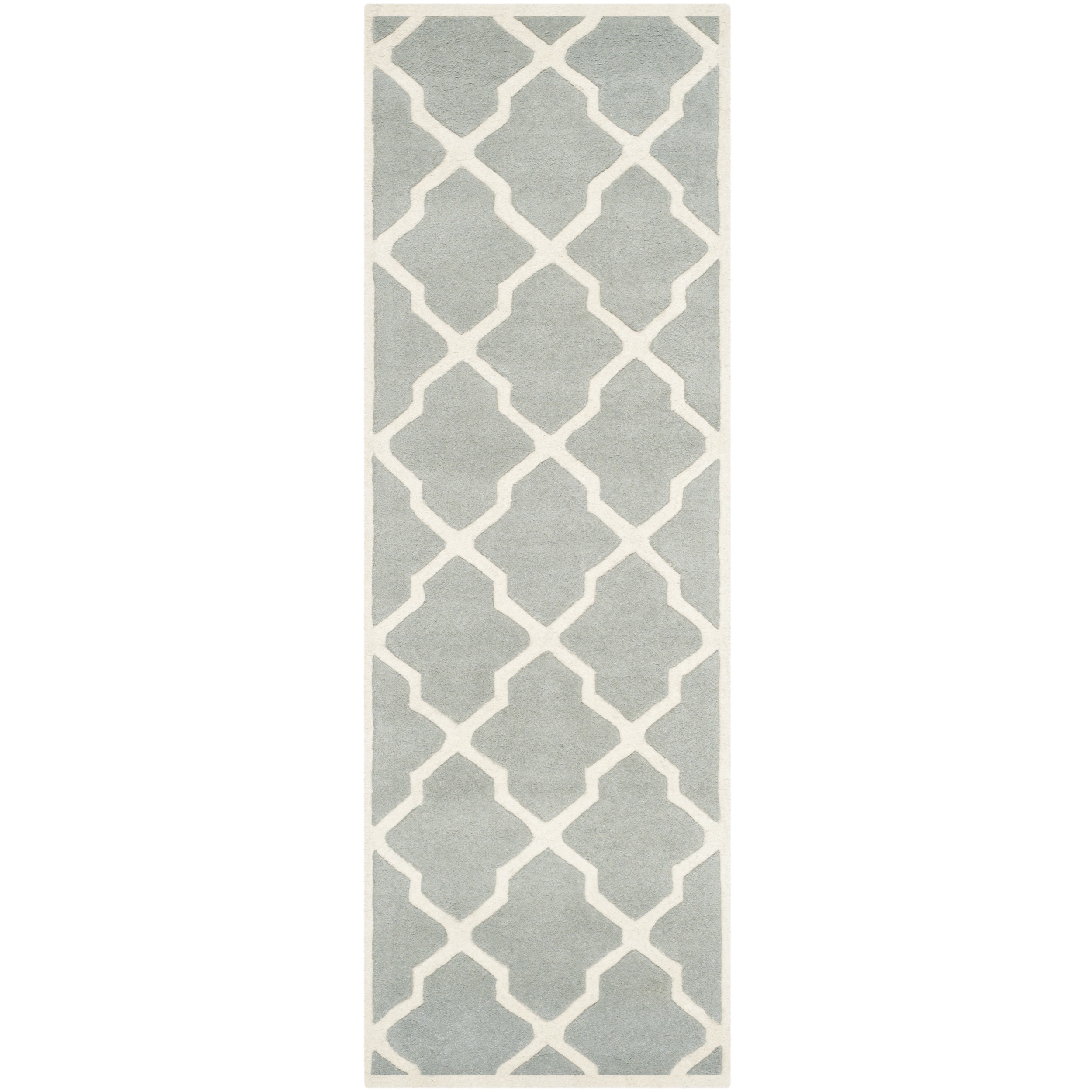 Contemporary Safavieh Handmade Moroccan Chatham Gray/ Ivory Wool Rug (23 X 7)