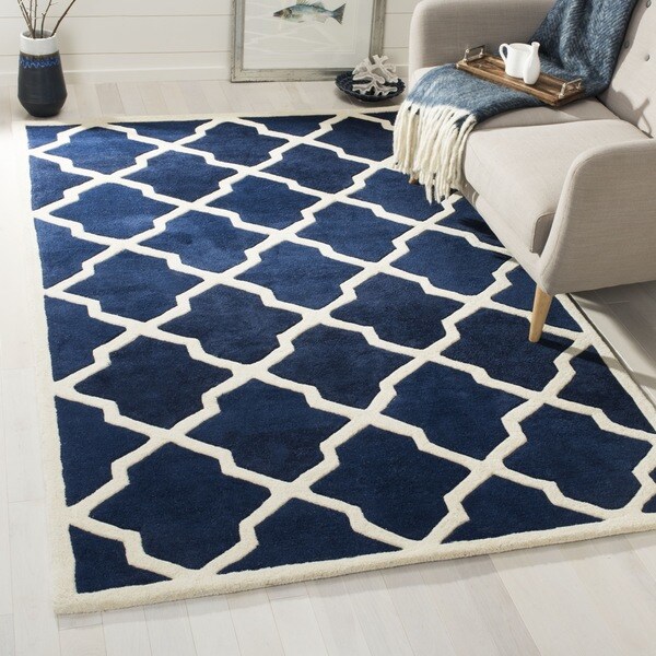 Safavieh Handmade Moroccan Chatham Dark Blue/ Ivory Wool Rug - 8' x 10'