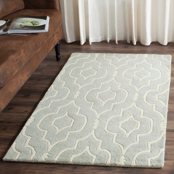 Safavieh Handmade Moroccan Chatham Canvas-backed Gray/ Ivory Wool Rug - 8' x 10'