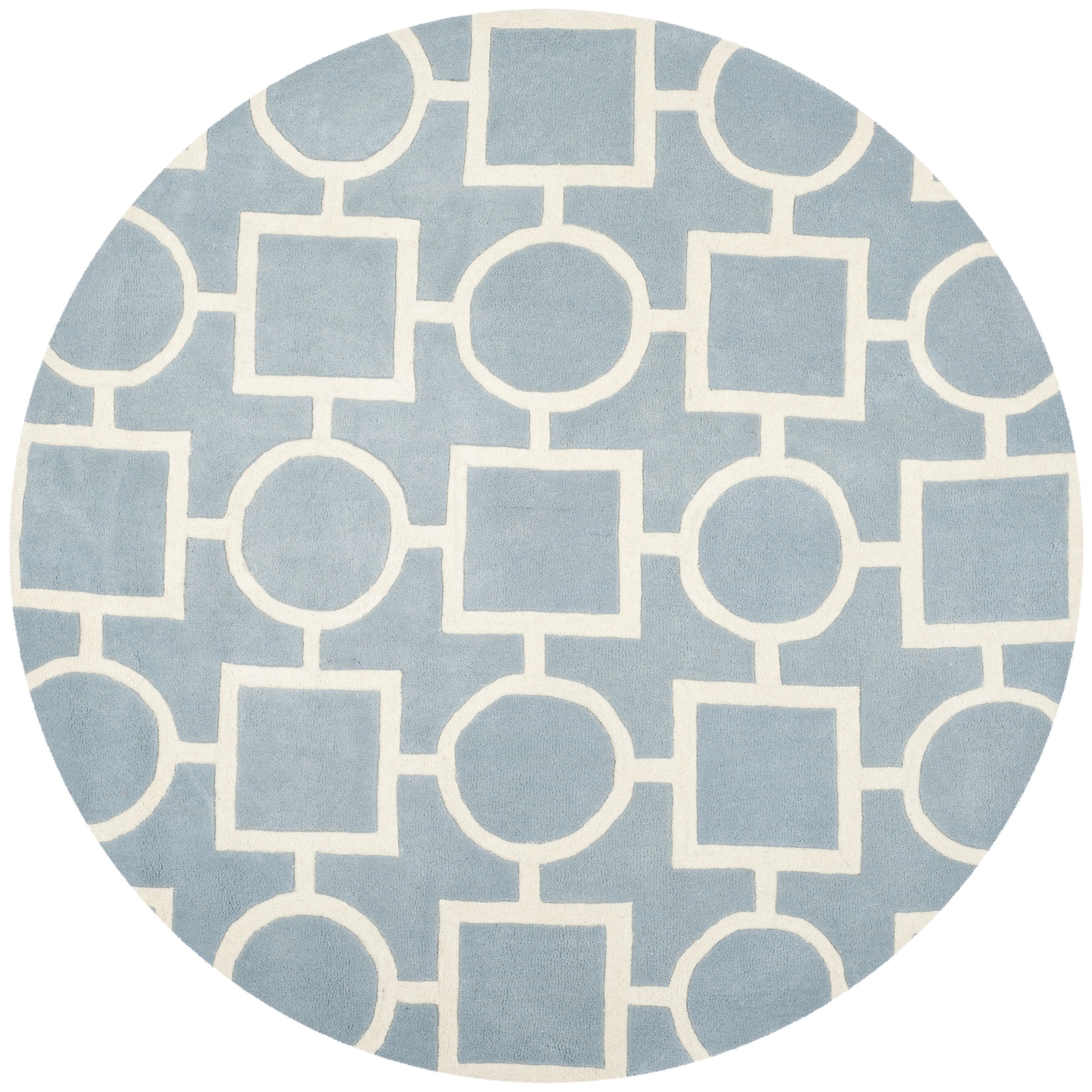 Safavieh Handmade Moroccan Chatham Blue/ Ivory Wool Rug (7 Round)