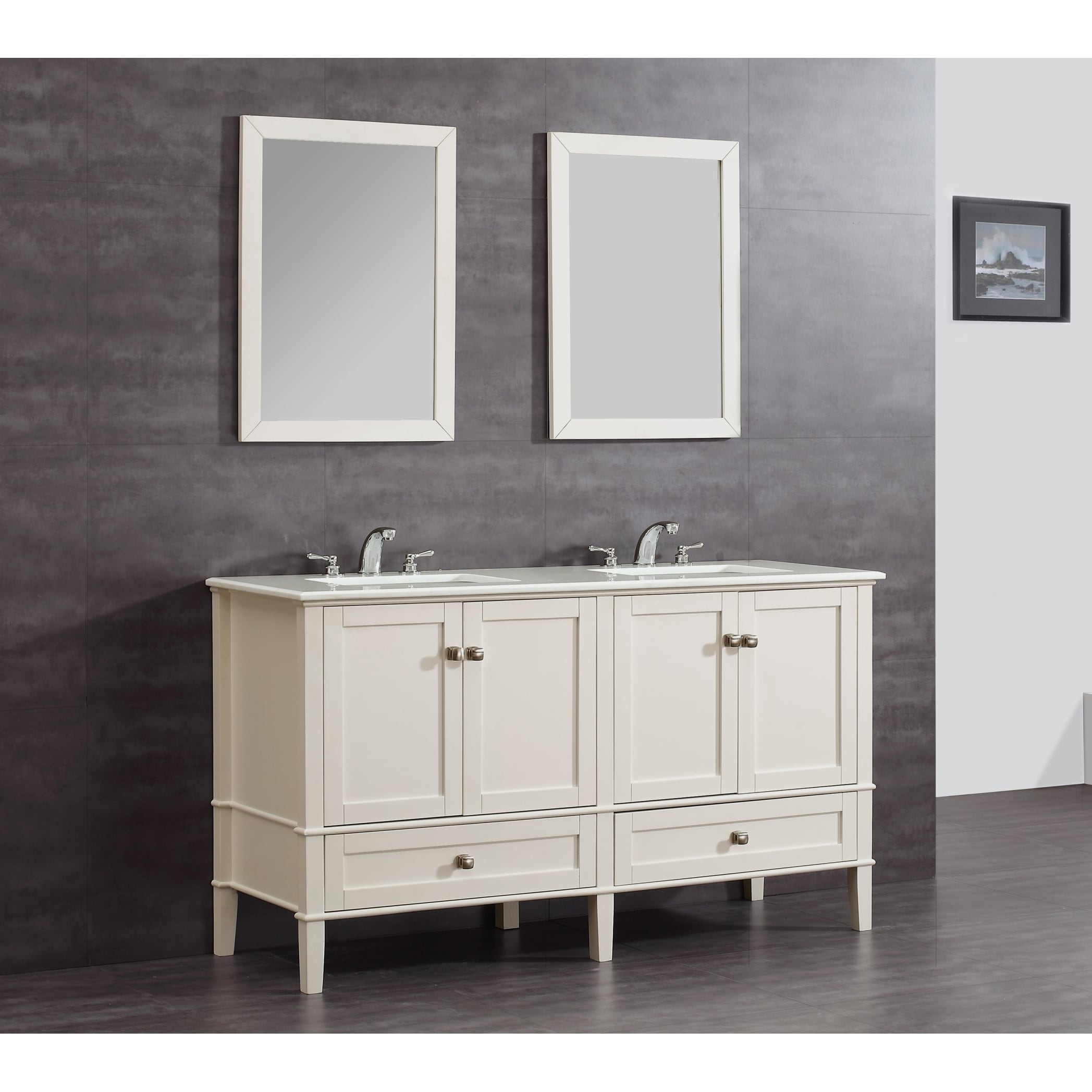 Wyndenhall Windham Soft White 60 inch Bath Vanity Set White Size Double Vanities