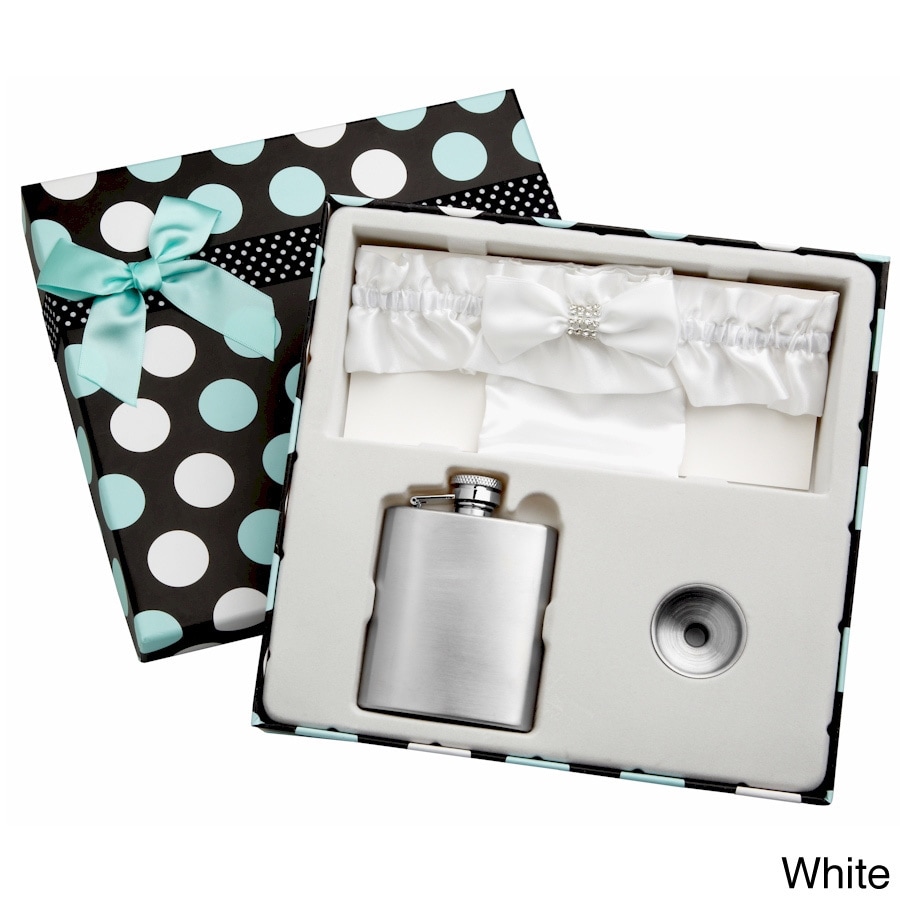 3 ounce Blue Garter Belt Flask For Weddings With Gift Box