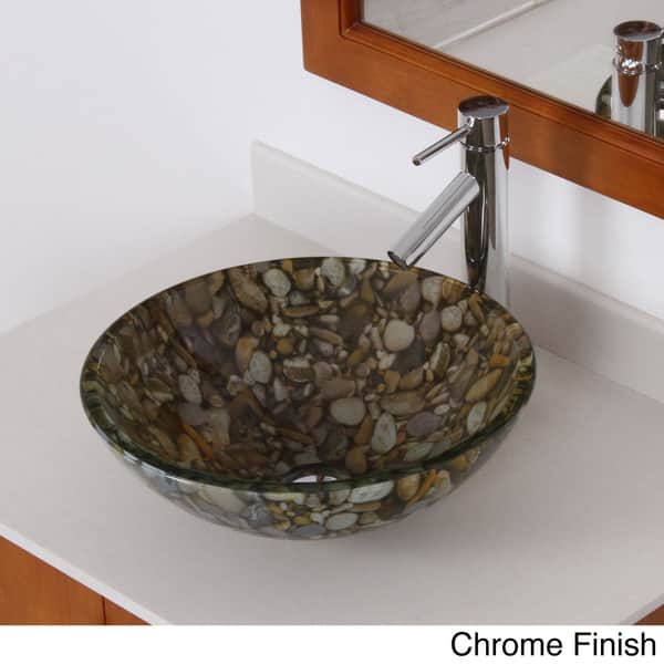 Shop Elite Sea Rocks Double Layer Glass Bowl Bathroom Vessel