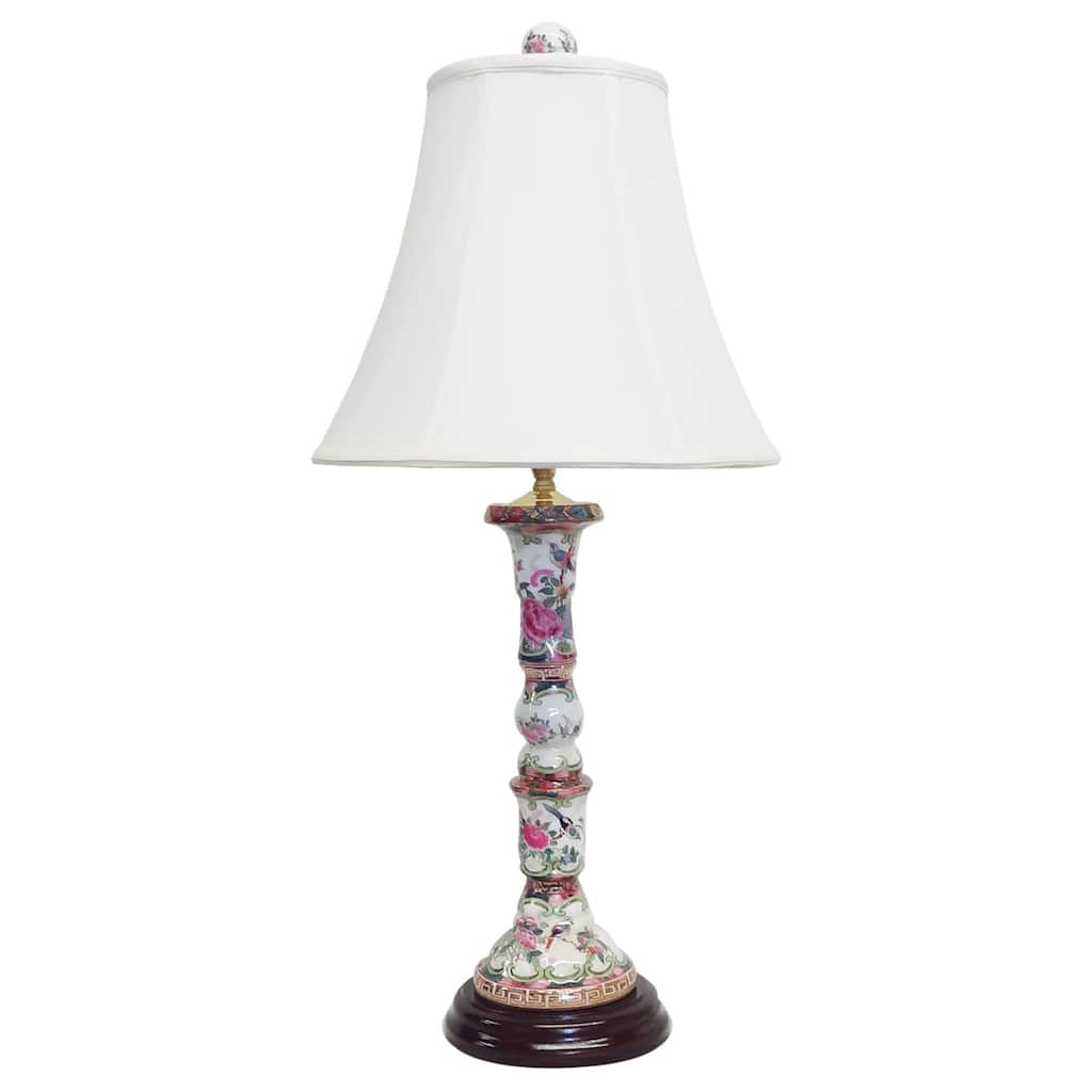 Rose Medallion 1-light Gold Candlestick Table Lamp