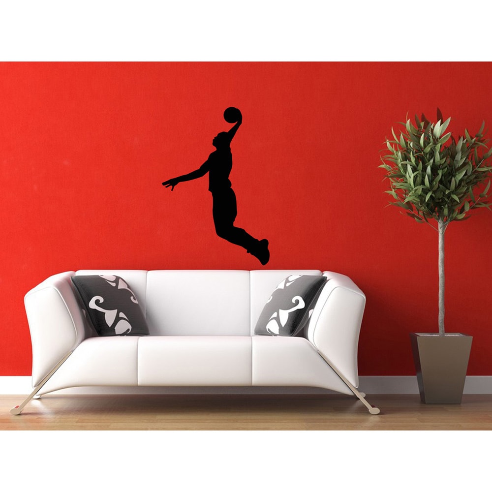 Basketball Player With Ball Vinyl Wall Art (Glossy blackIncludes One (1) wall decalDimensions 25 inches wide x 35 inches longEasy to apply )