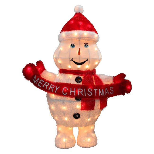 42-inch High Pre-Lit Clear Mini-light Merry Christmas Snowman Decoration