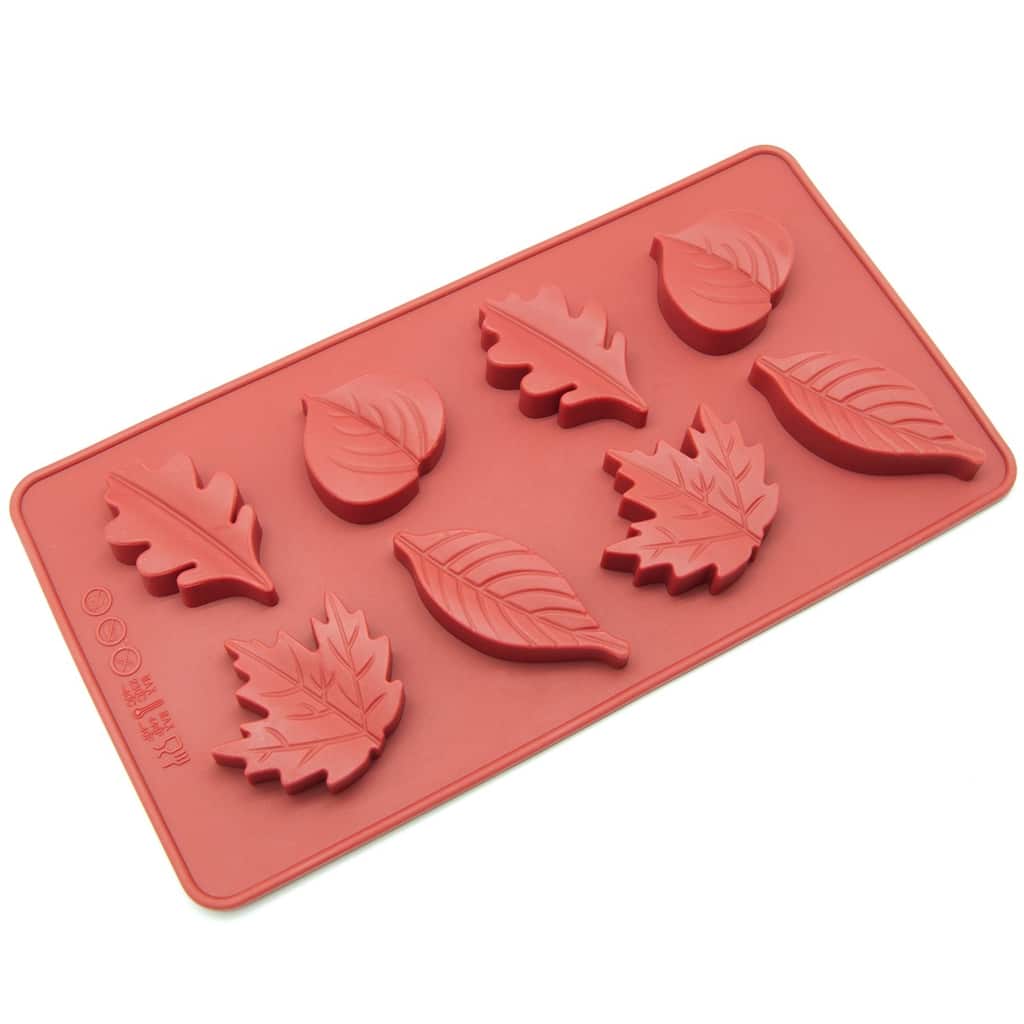 Freshware 8-Cavity Maple Leaves Red Silicone Candy Mold