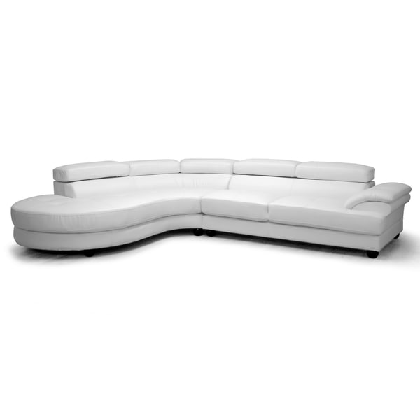 Shop Adelaide White Leather Modern Sectional Sofa Free Shipping Today