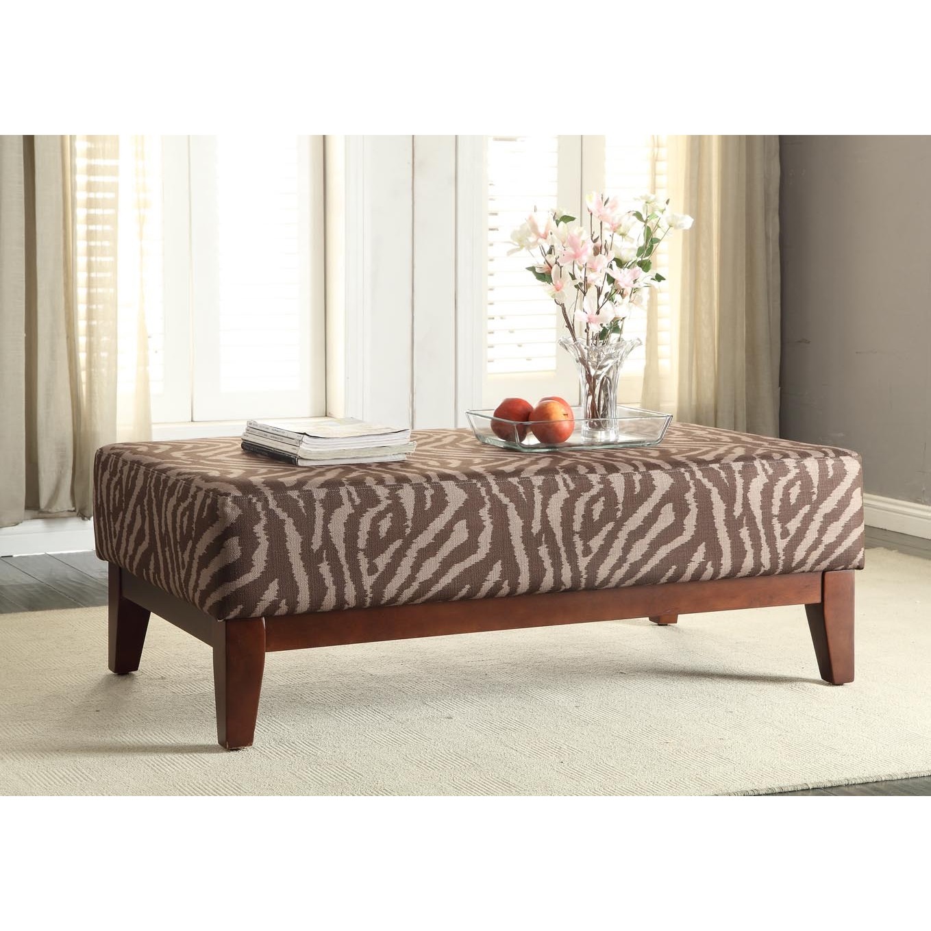 Large Brown Tonal Animal Print Cocktail Bench