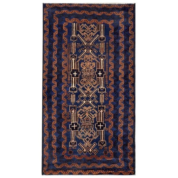 Handmade Herat Oriental Afghan Tribal Balouchi Wool Area Rug (Afghanistan) - 3'3 x 6'4