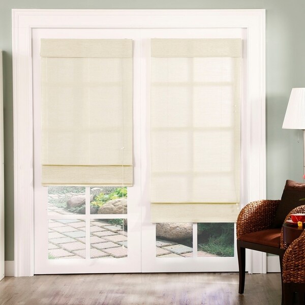 Chicology Standard Cord Lift Roman Shade, Nevada - Natural Woven, Privacy - Nevada Vanilla