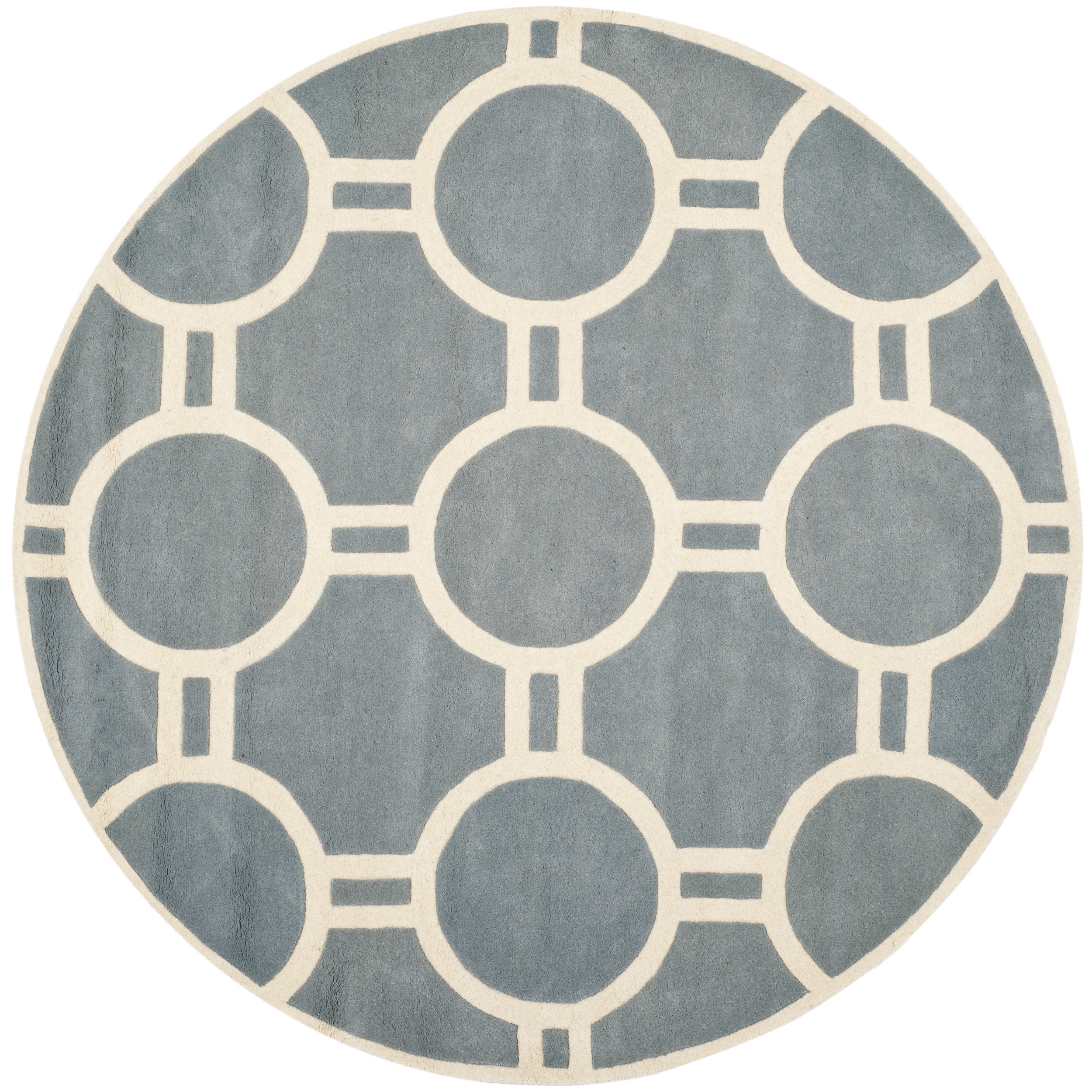 Safavieh Handmade Moroccan Chatham Blue/ Ivory Wool Area Rug (7 Round)