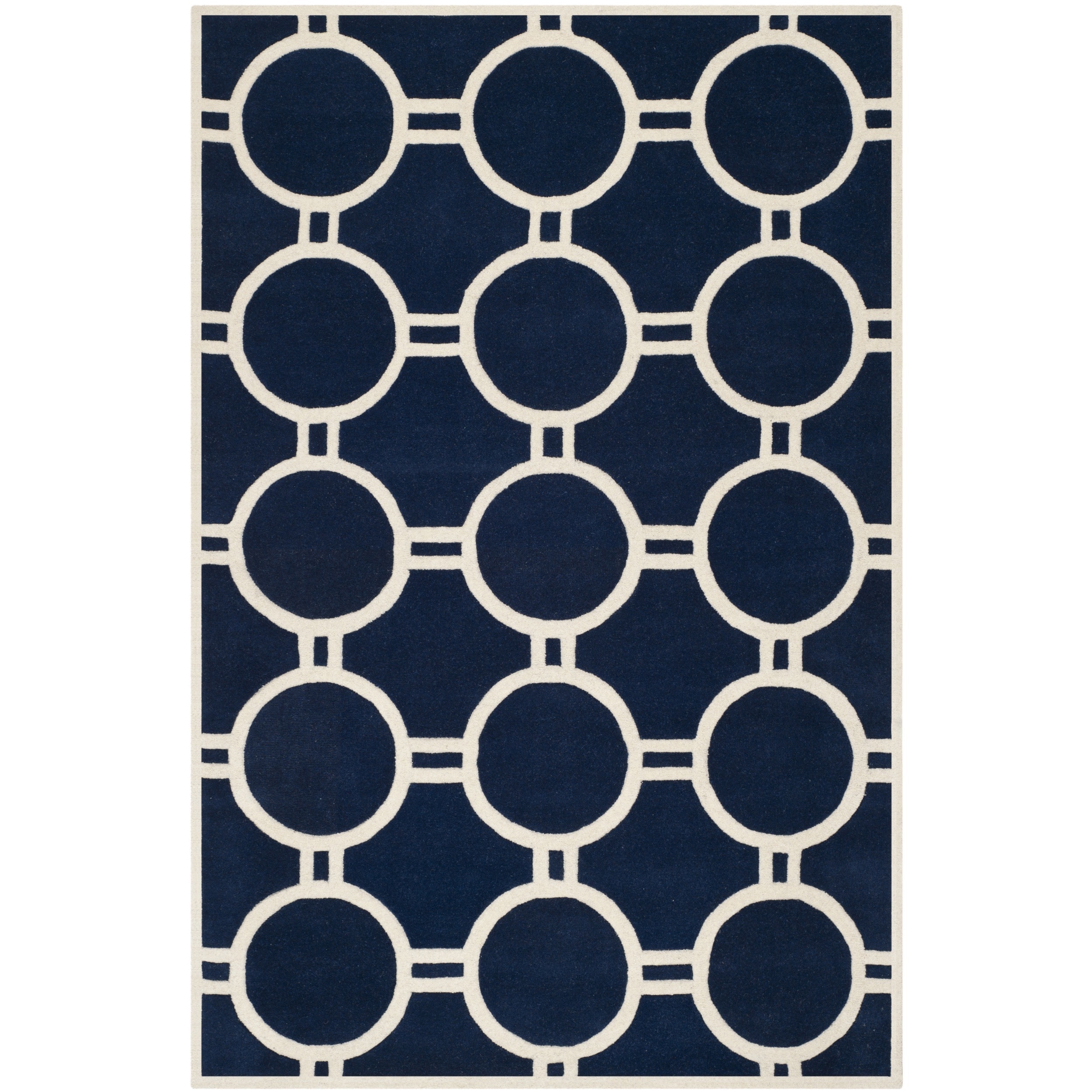 Contemporary Safavieh Handmade Moroccan Chatham Dark Blue/ Ivory Wool Rug (8 X 10)