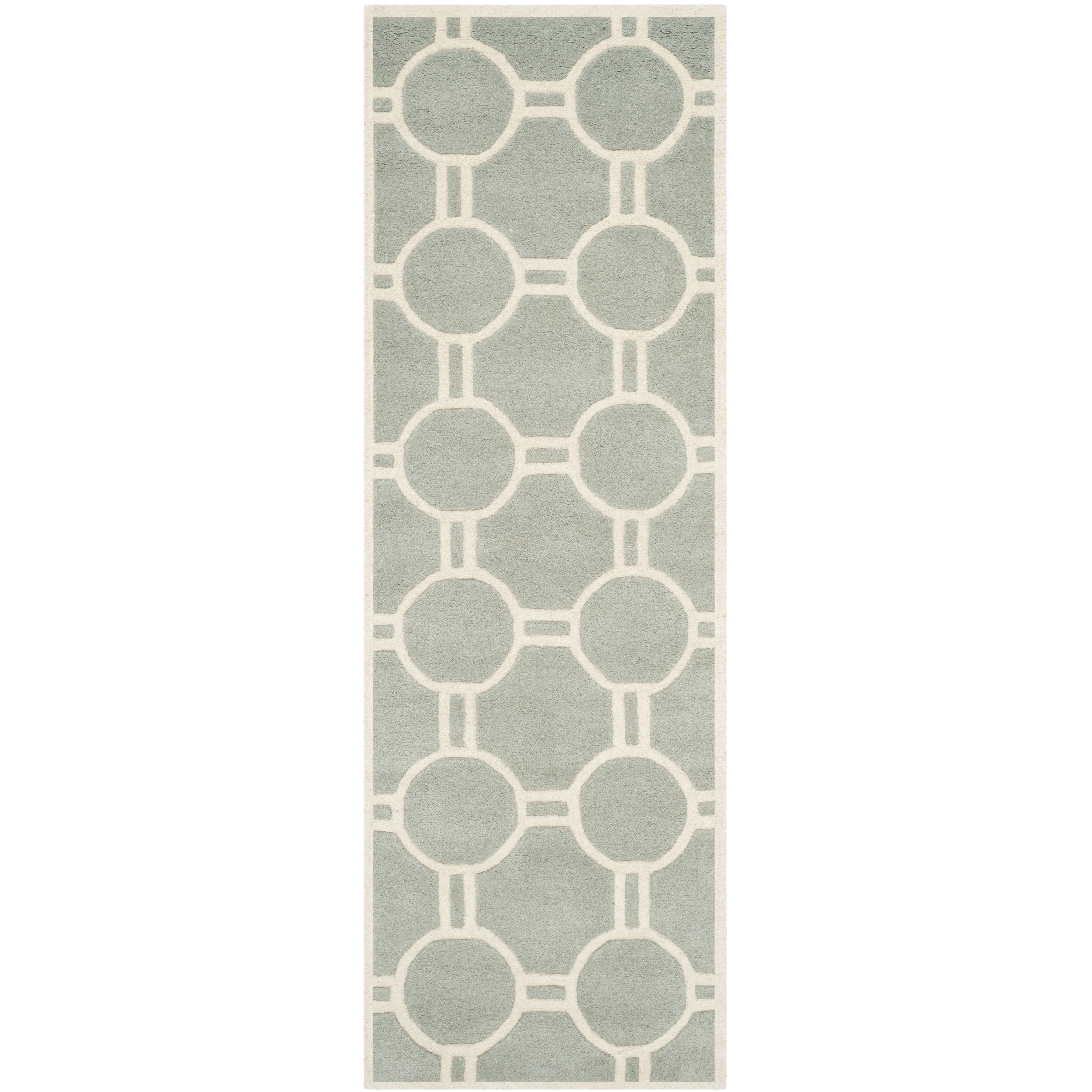 Safavieh Handmade Moroccan Chatham Contemporary Gray/ Ivory Wool Rug (23 X 11)