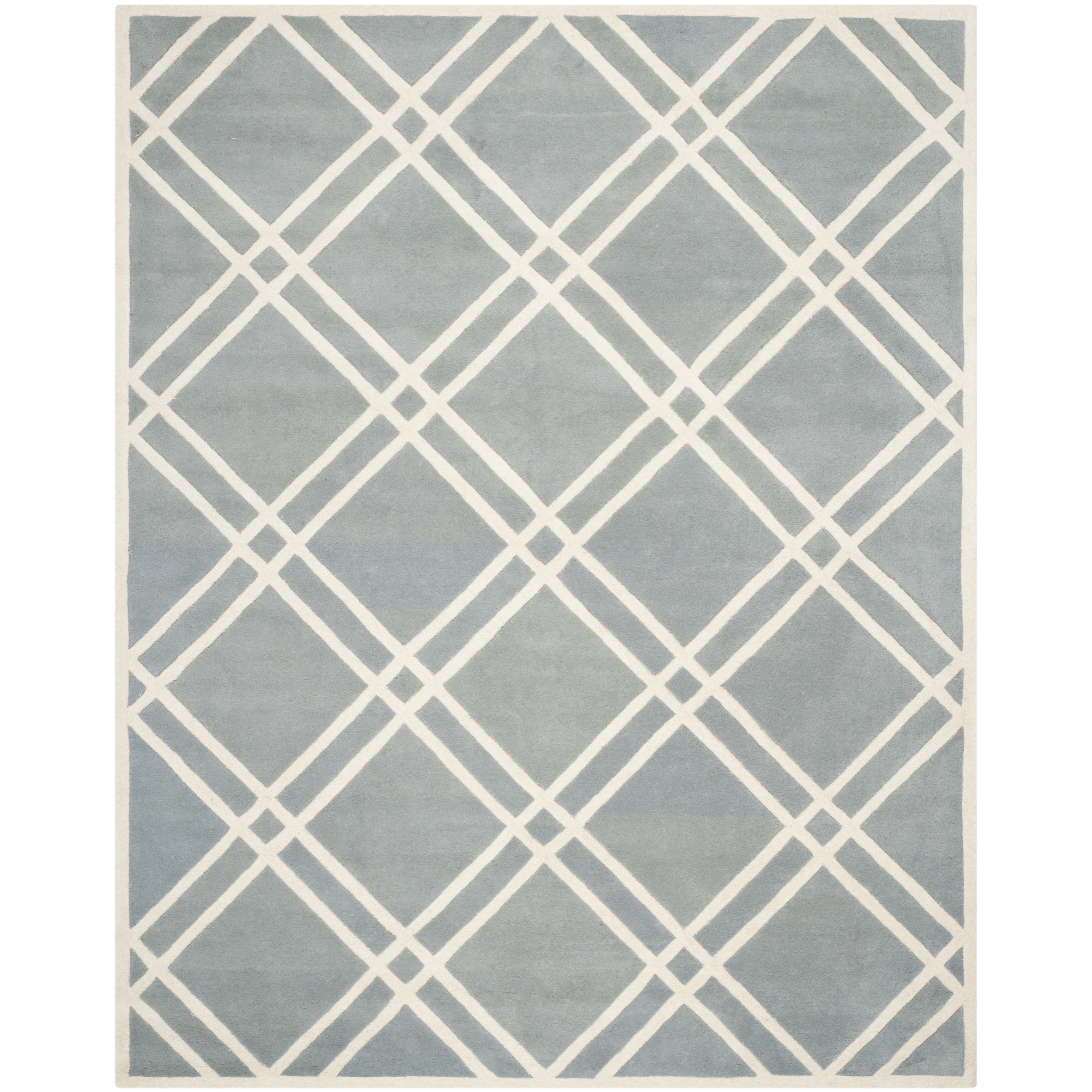 Safavieh Handmade Moroccan Chatham Crisscross pattern Blue/ Ivory Wool Rug (8 X 10)