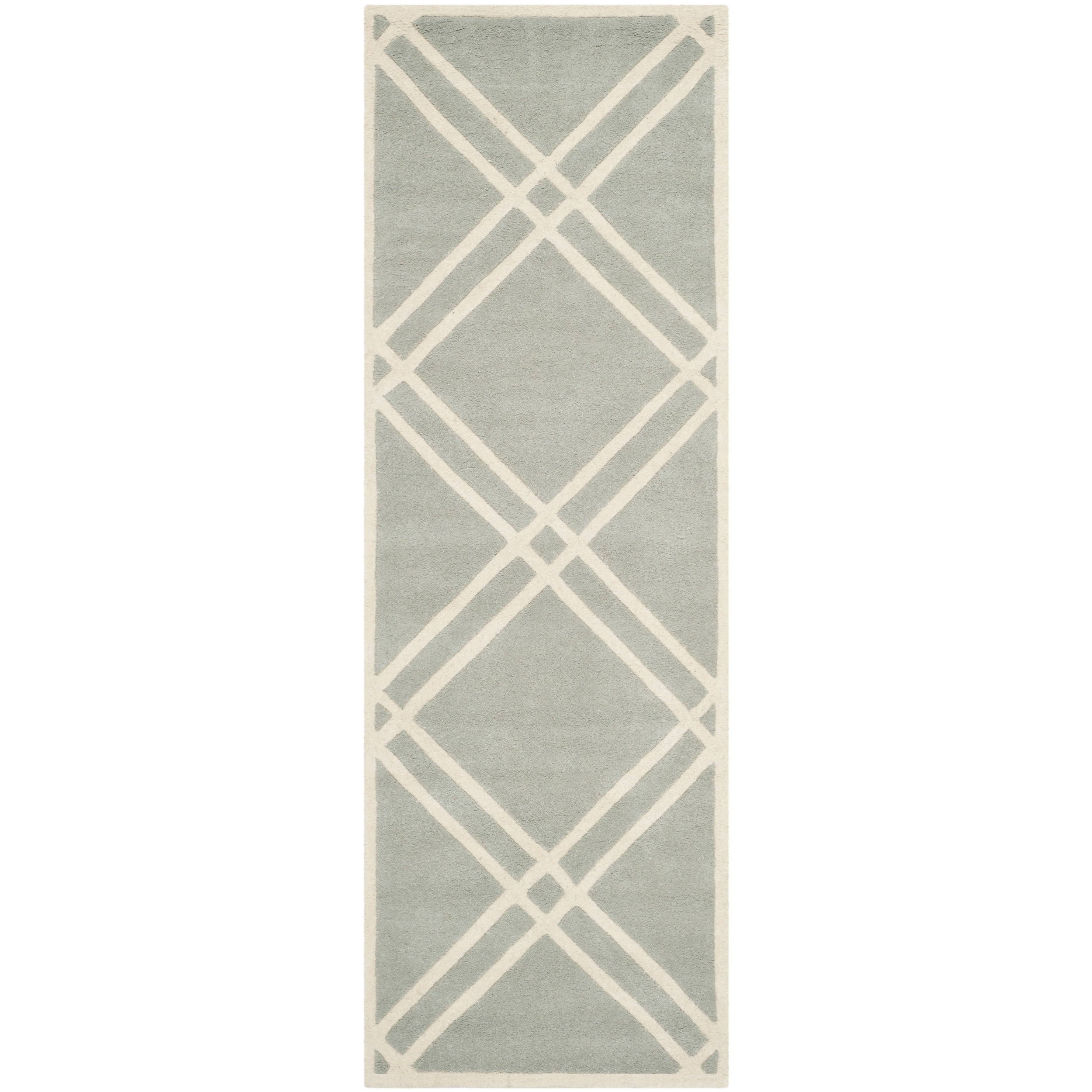 Safavieh Handmade Moroccan Chatham Gray/ Ivory Wool Runner Rug (23 X 11)