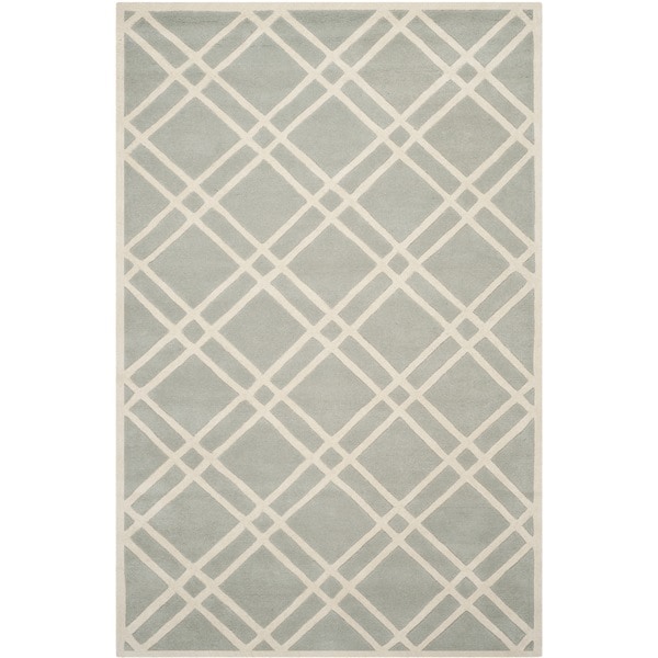 Safavieh Handmade Moroccan Chatham Rectangular Gray/ Ivory Wool Rug (5' x 8') Safavieh 5x8   6x9 Rugs