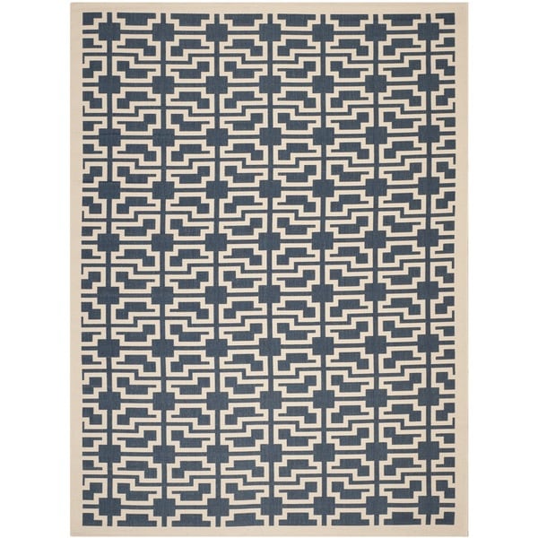 Safavieh Courtyard Geometric Navy/ Beige Indoor/ Outdoor Rug - 8' x 11'