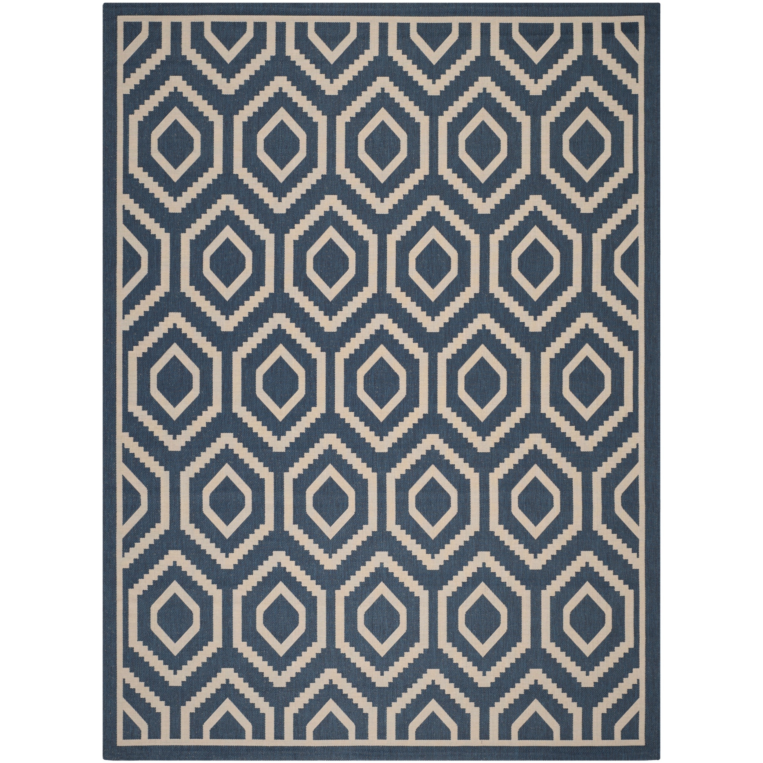 Safavieh Indoor/ Outdoor Courtyard Navy/ Beige Polypropylene Rug (8 X 11)