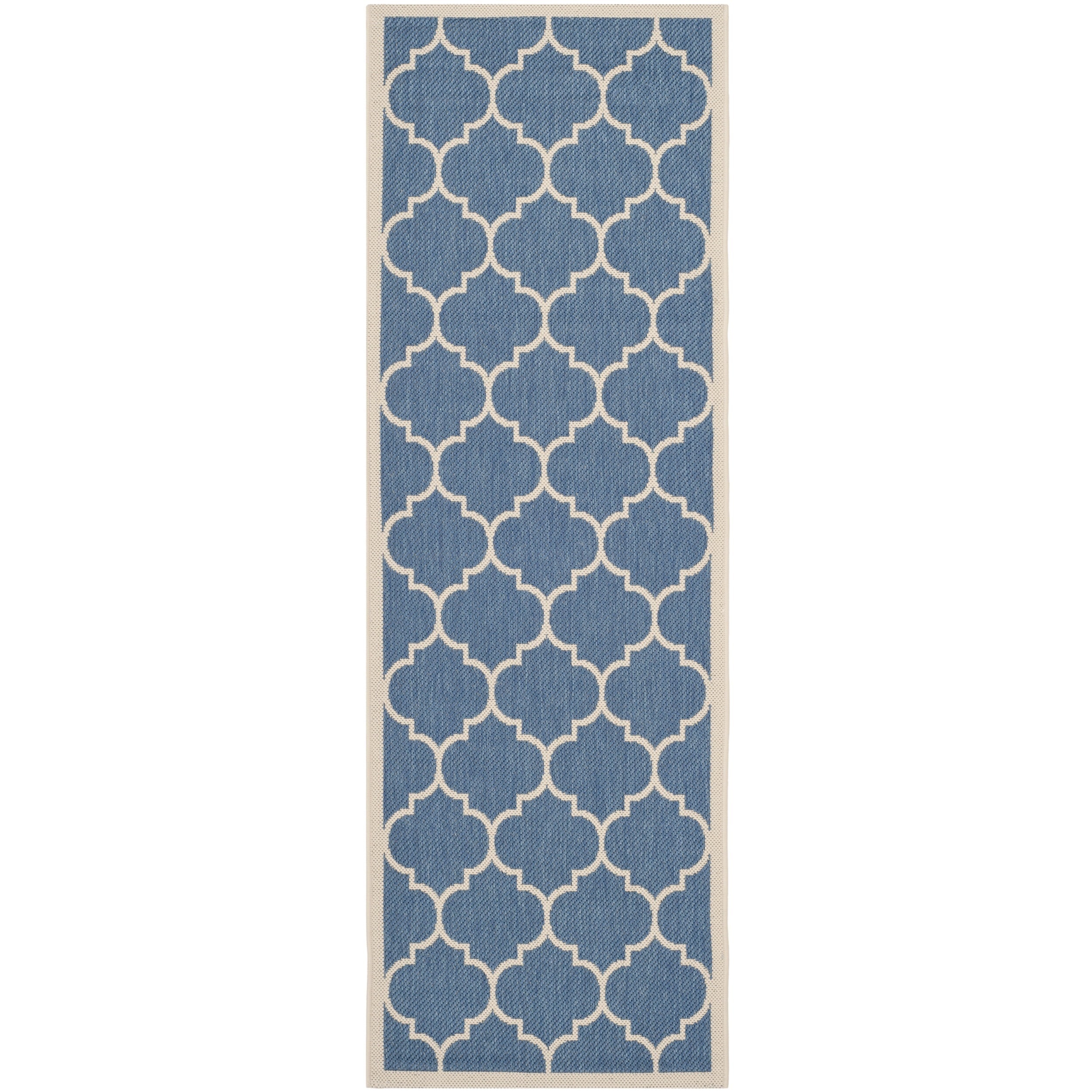 Safavieh Indoor/ Outdoor Courtyard Blue/ Beige Polypropylene Rug (23 X 12)