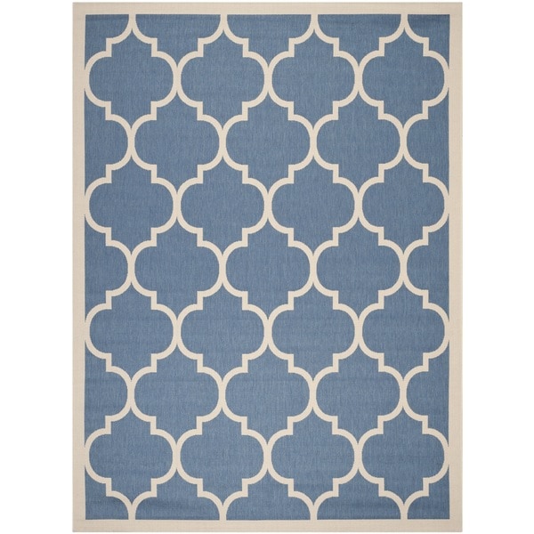 Safavieh Indoor/ Outdoor Courtyard Trellis pattern Blue/ Beige Rug (5